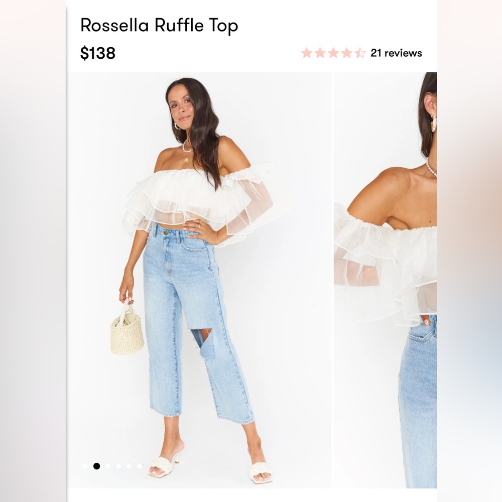 White Ruffle Crop Top - Picture 2 of 4